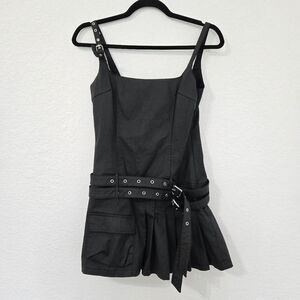 Zara Waxed Box Pleat Dress S Whimsigoth Belted Drop Waist‎